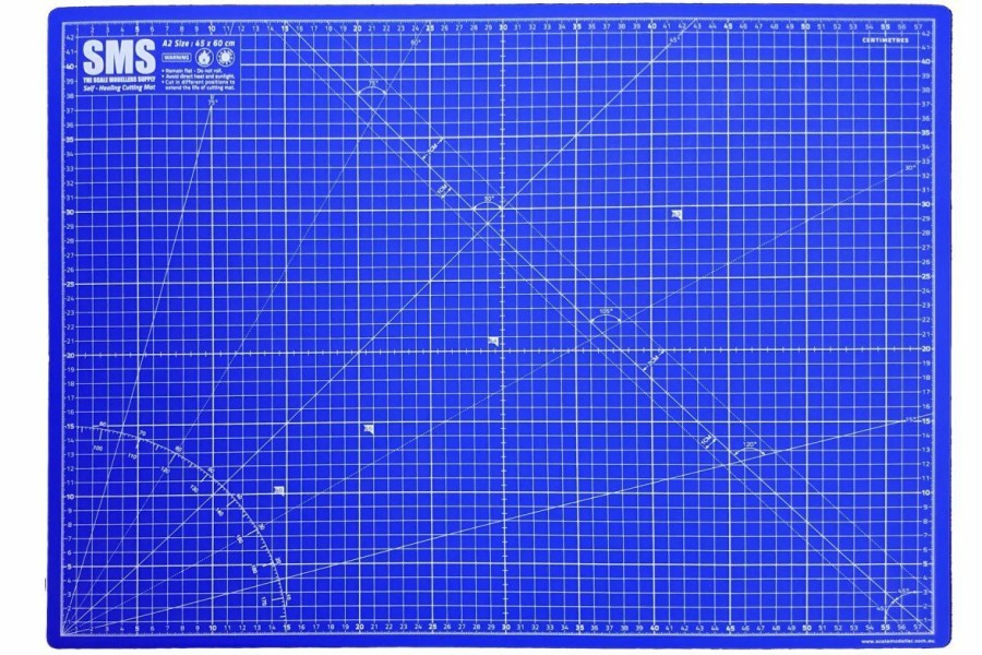 Accessories * | Cmat04 | Scale Modellers Supply Sms Premium Cutting Mat A2 Blue