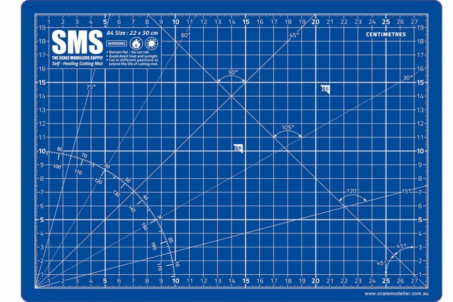 Accessories * | Cmat02 | Scale Modellers Supply Sms Premium Cutting Mat A4 Blue